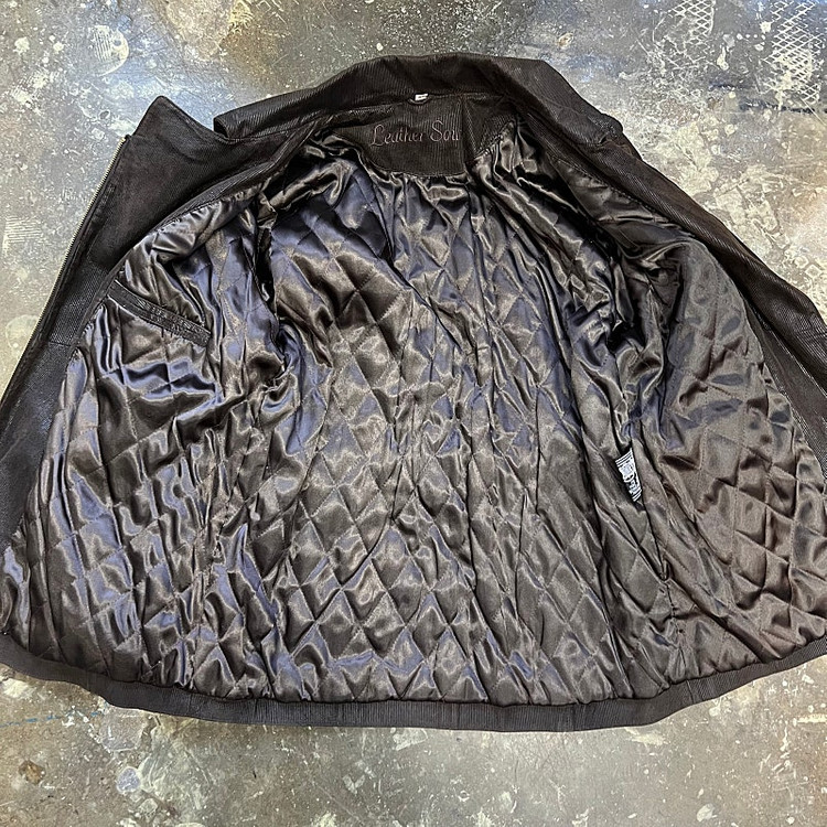 36) 레더사운드 스웨이드 리얼레더 가죽 누빔패딩코트 자켓 이미지