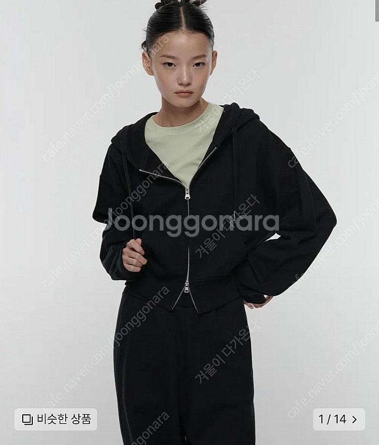 무신사 스탠다드 우먼즈 크롭 스웨트 집업(블랙)--0