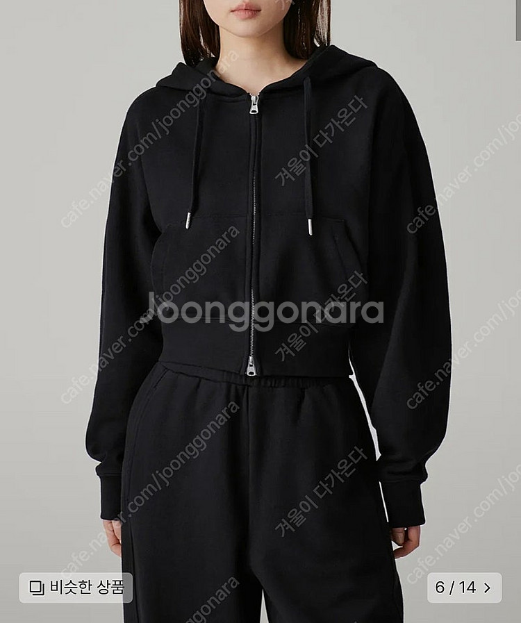 무신사 스탠다드 우먼즈 크롭 스웨트 집업(블랙)--1