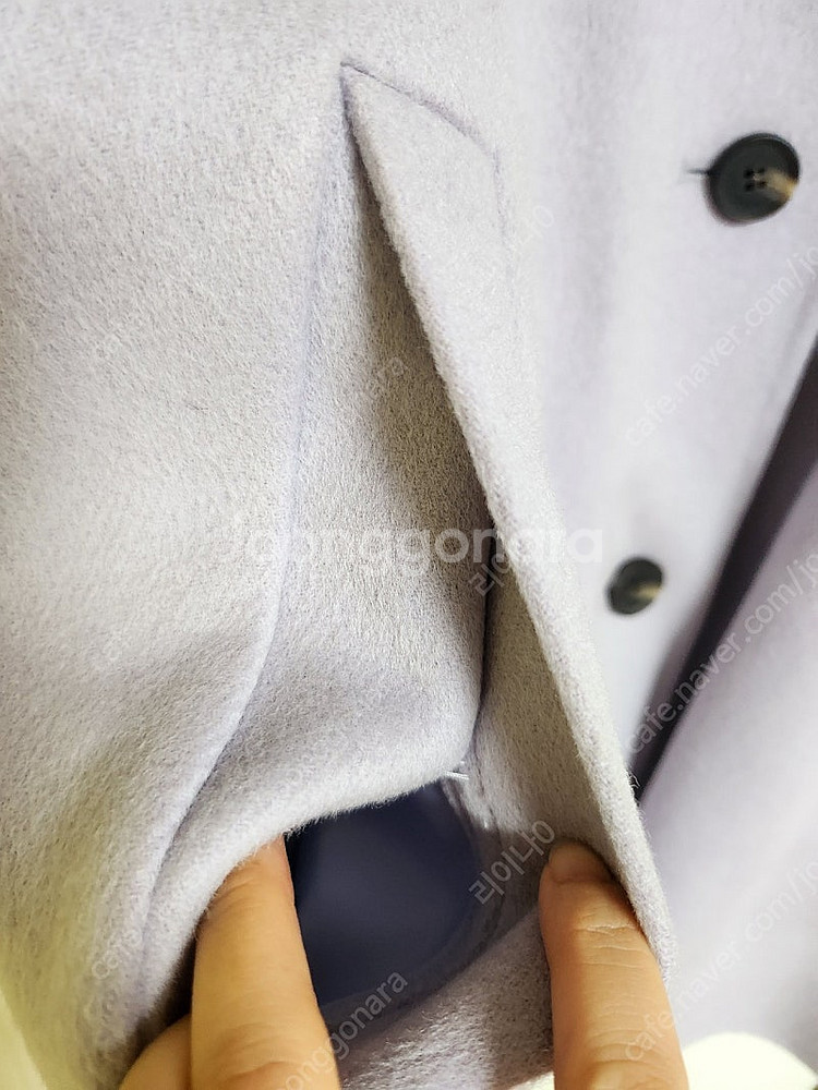 (새상품)티렌 하프기장 울90프로 오버핏 코트 55사이즈 연보라색상--7