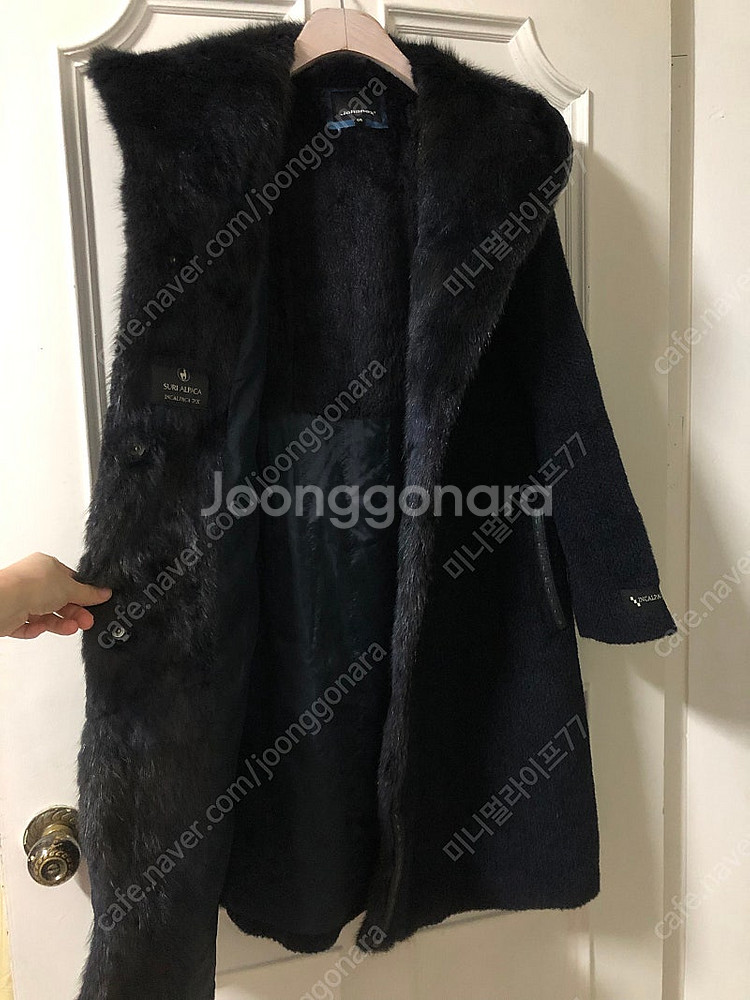 요하넥스 럭셔리. 수리알파카 밍크 후드코트 (정가99만원) 네이비 399000원--9