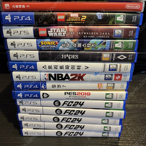 PS4,PS5,닌텐도 스위치 타이틀 팝니다. (PES 2019,FC 24,젤다,커비,스플래툰3,소닉,NBA 2K,레고,철권 7 등등)