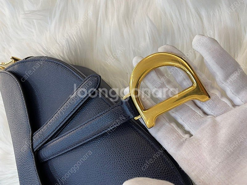디올 새들백 미디움 미듐 네이비--3