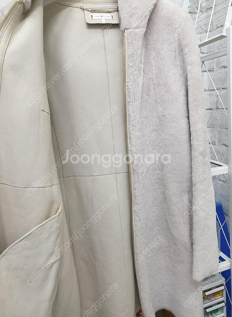 타미힐피거 여성코트 천연양가죽 모피코트 롱자켓 중기장 ...--4
