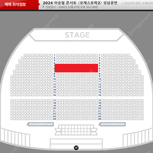 이승철 콘서트 <오케스트락2> 성남공연 중앙블럭 앞자리 명당석 연석 양도 (12/7 토요일 & 12/8 일요일)