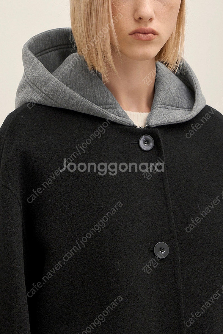 시스템 캐시미어 블렌드 코트 & 후드 베스트--5