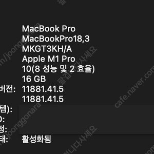 애케플)맥북프로 14인치 실버 고급 m1pro 16/1t