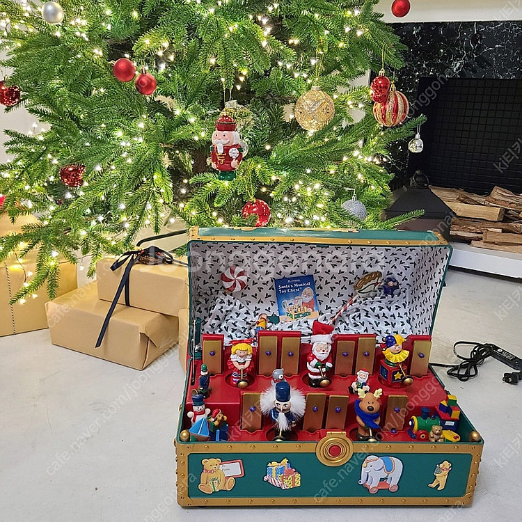 빈티지 토이 체스트 크리스마스 오르골 앤틱 인테리어--0