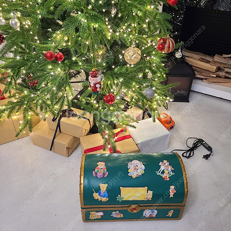 빈티지 토이 체스트 크리스마스 오르골 앤틱 인테리어--2