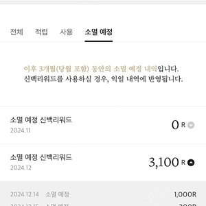 신백리워드 3100포인트->1500