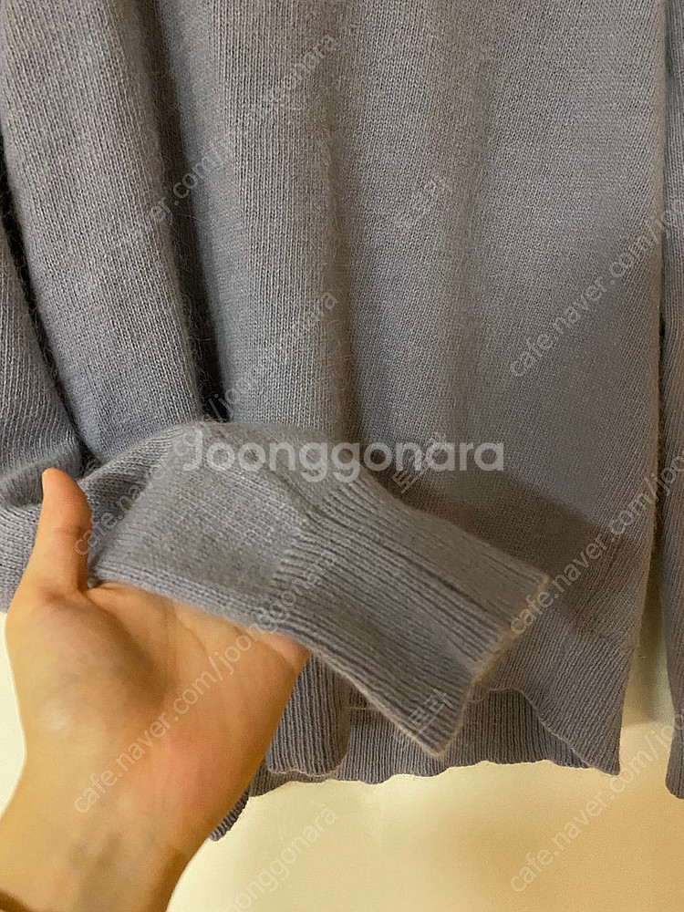 연보라 타로 밀크티 국산 고퀄 라벤더 브이넥 앙고라 부드러운 긴팔 니트--3