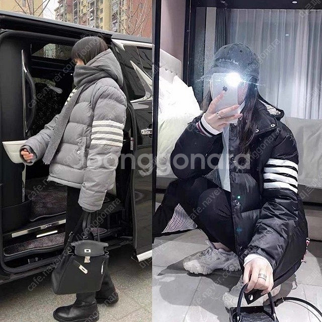 톰브라운 사선 남여공용 다운 재킷 패딩 3칼라--2