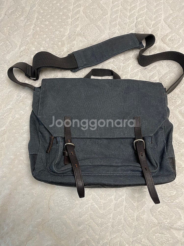 알리 카펠리노 캔버스 가죽 숄더백--0