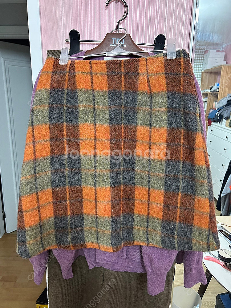 모헤어 알파카 체크 스커트--0