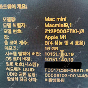 [대전]맥미니 m1 16g 512