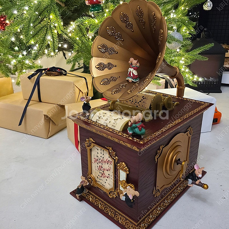 빈티지 크리스마스 축음기 오르골 앤틱 인테리어 소품--2