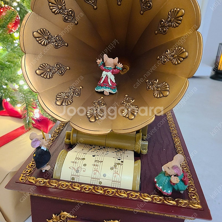 빈티지 크리스마스 축음기 오르골 앤틱 인테리어 소품--5