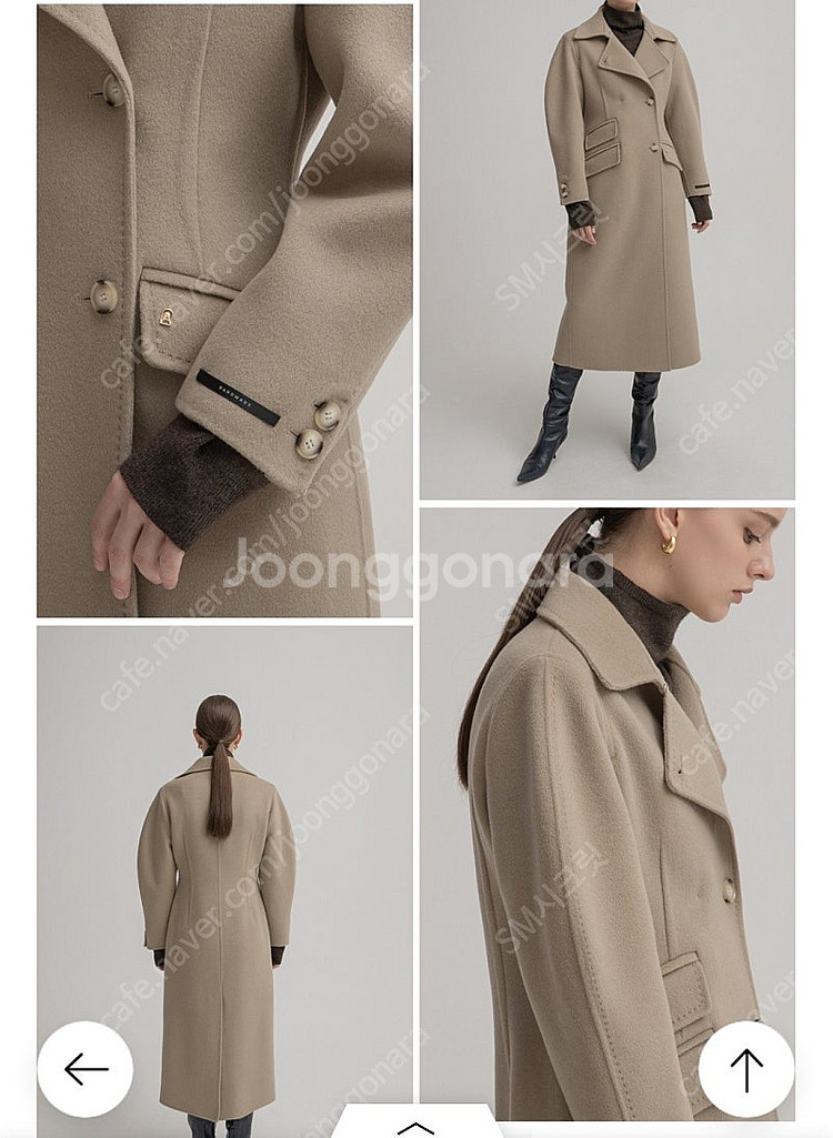 아틀리에 나인 울100 아워글라스 핸드메이드 코트 카키...--3