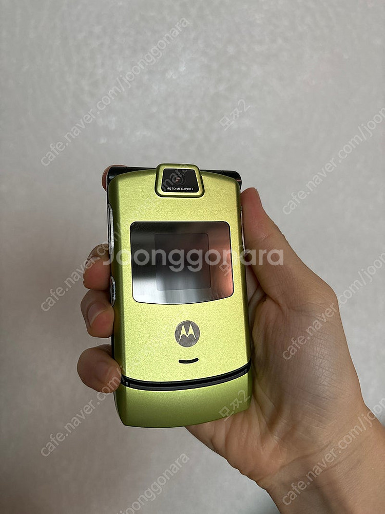 모토로라 레이저 폴더폰 메론 연두색--0
