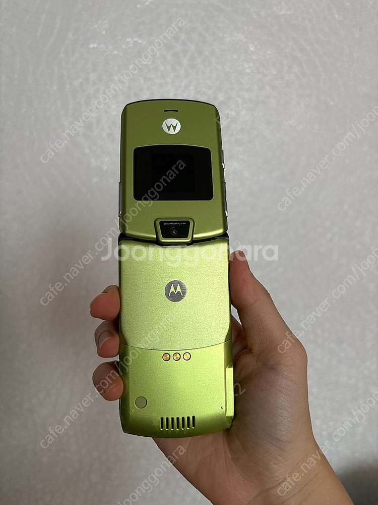 모토로라 레이저 폴더폰 메론 연두색--2