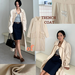 [김나영 착용]오버듀플레어 SIGNATURE OVERSIZED TRENCH COAT_CREAM BEIGE