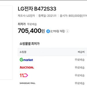 칠곡 LG480리터 21년형 냉장고 제품명 사진참고