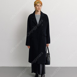 르에떼 캐시미어 코트 블랙 (Cashmere Blend Raglan Double Coat in Black)