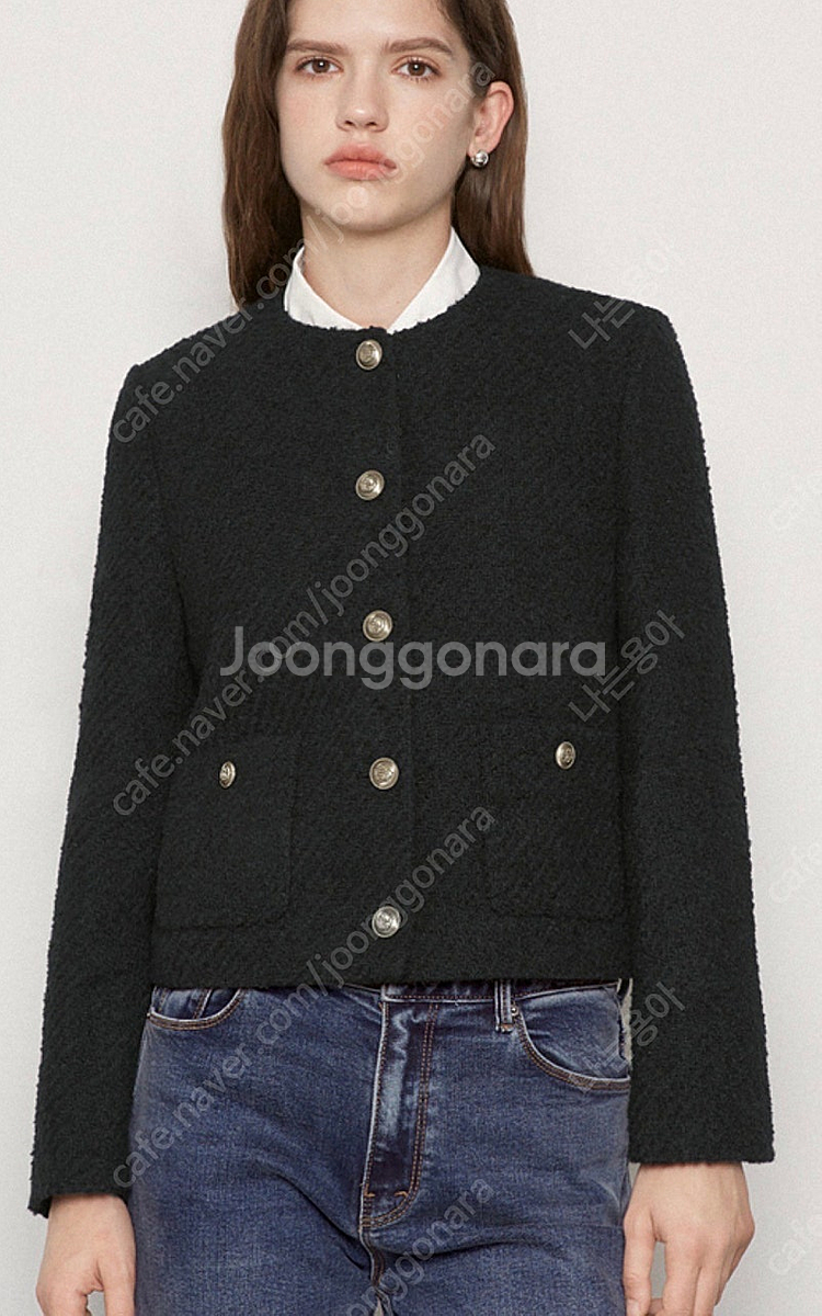 여성 트위드자켓 리스트제품 새상품 블랙 55사이즈--3