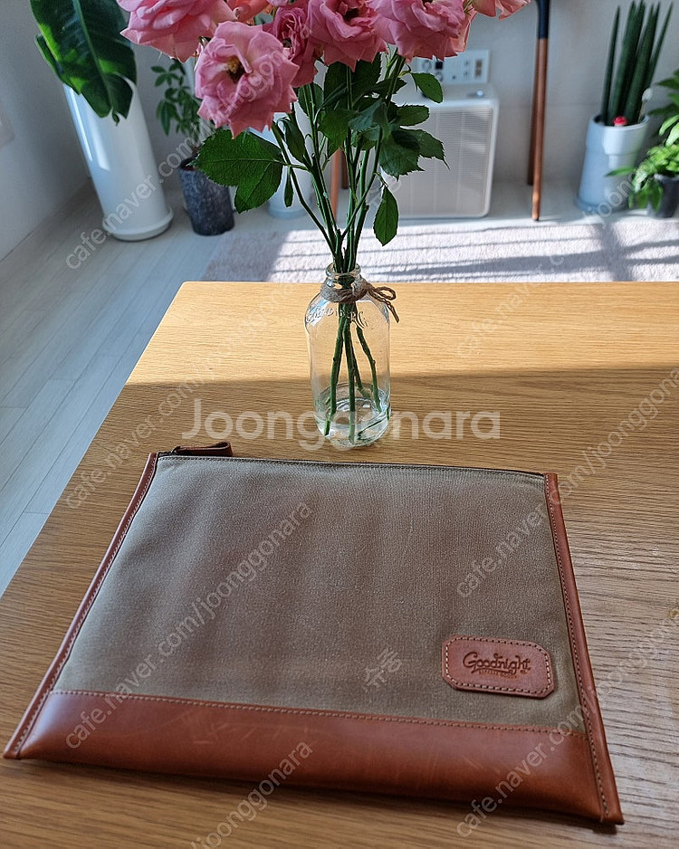 헤비츠 핸드메이드 가죽 캔버스 클러치--0