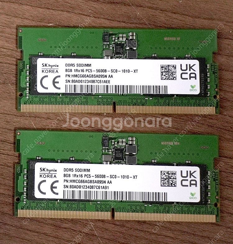 노트북용 DDR5 RAM 8GB x 2개 판매합니다.(...--1