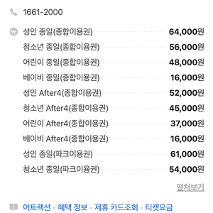~8일 잠실 롯데월드 애프터4 성인2장
