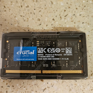 크루셜 DDR5 노트북용(so dimm)5600Mhz 16GM 새제품