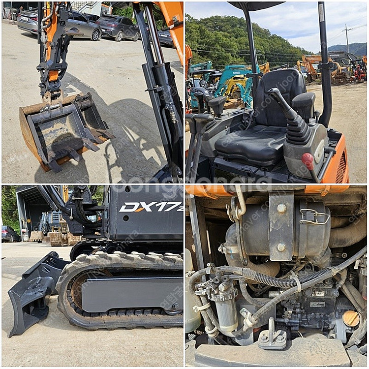 중고미니굴삭기 두산 DX17 코끼리집게 2021년식 중...--4