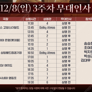 12월8일 은평 롯데시네마 히든 페이스 무대인사 원가 이하 양도