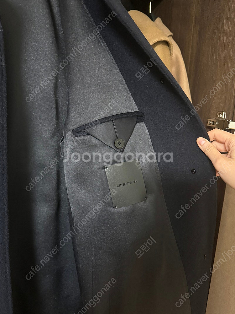 르917 캐시미어 블렌드 라글란 코트 네이비 (오늘만 ...--4