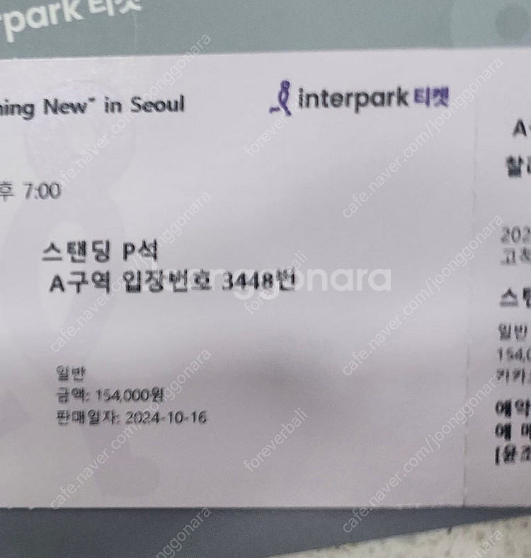 찰리푸스 내한 토요일 오늘 스탠딩 P A구역 2매 연석...--2