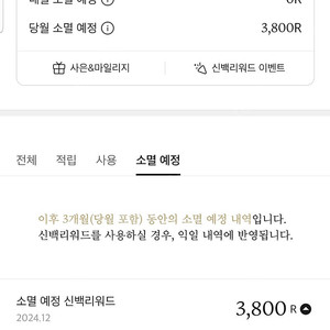 신백리워드 5,150원 2,600원에 팔아요. (바코드 번호 알려드려요. 소멸일 이미지 첨부)