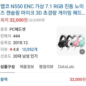 앱코 N550 헤드셋 팝니다