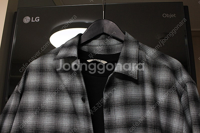 타임옴므 24fw 블랙 체크 셔츠 100사이즈 판매합니...--3