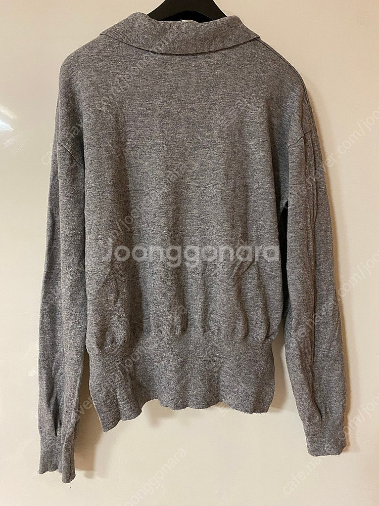 누이슈 nuissue 카라 브이넥 그레이 긴팔 니트 가디건 드뮤어룩--6