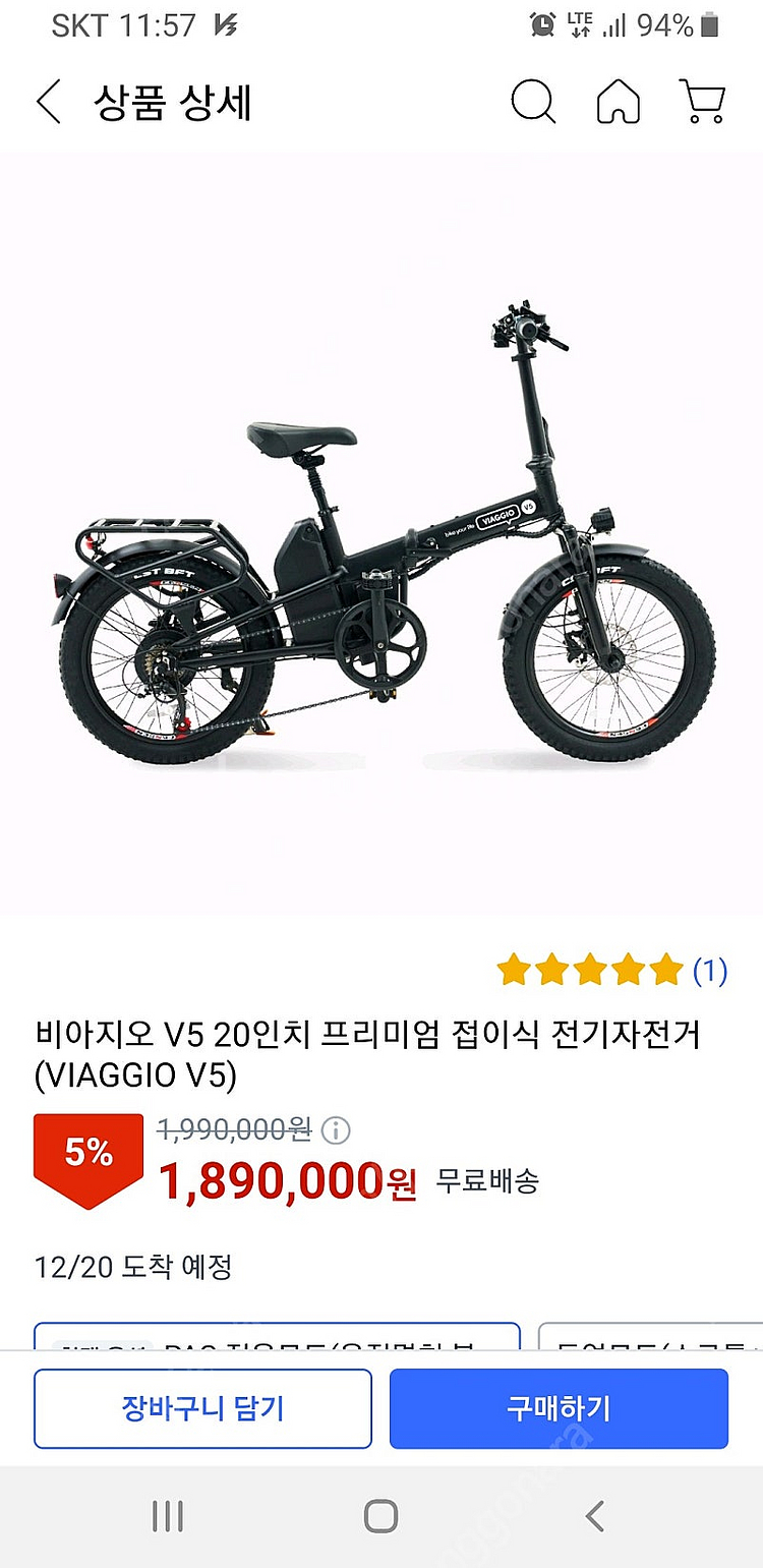 비아지오 V5 G20 전기자전거 - 새거--0