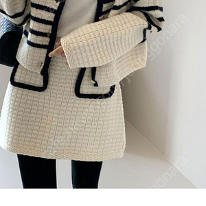 데일리룩 쎌린카라가디건 셋업