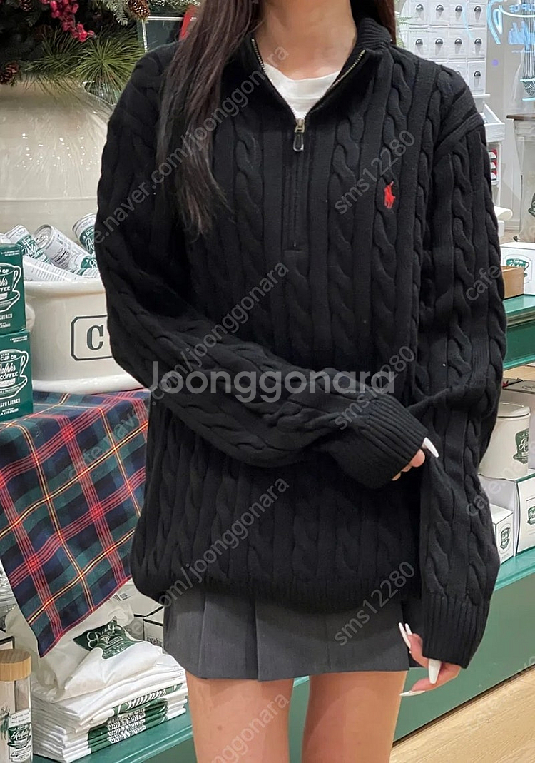 새상품 정품 폴로 케이블 반집업 하프집업.--8