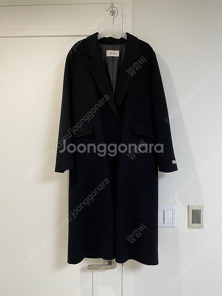 sjsj 캐시미어 핸드메이드 블랙 코트--1