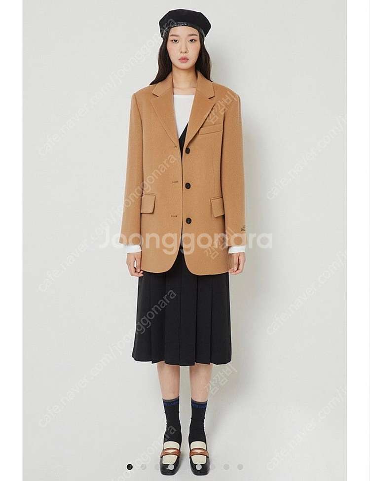 럭키슈에뜨 카멜 베이지 울 자켓 반코트--0