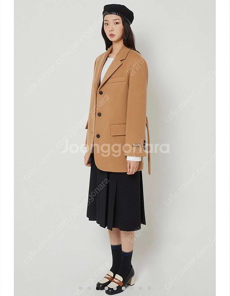 럭키슈에뜨 카멜 베이지 울 자켓 반코트--4