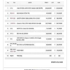 5600X, 16GB, 1660S 데크스탑 본체 중고 판매