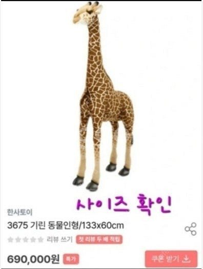 한사토이 기린 / 133-60cm / 세종시 / 직거래--2