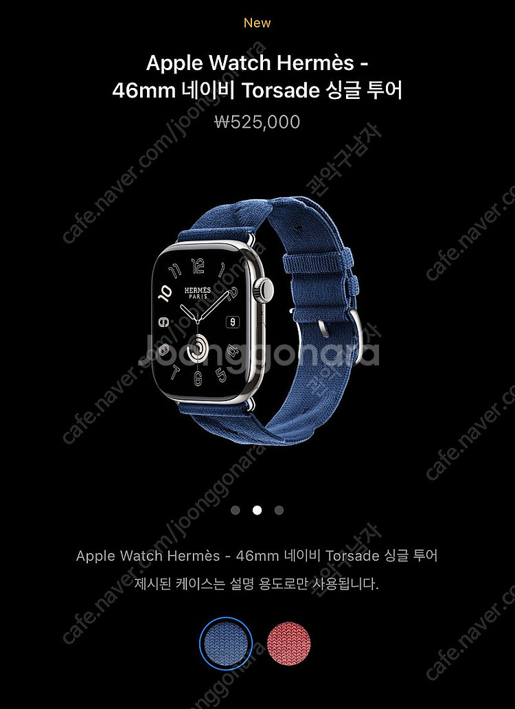 애플워치 에르메스 46mm 네이비 Torsade 싱글 ...--3