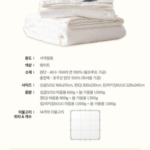 양모이불솜 퀸 새상품 -헬렌스타인 7만원